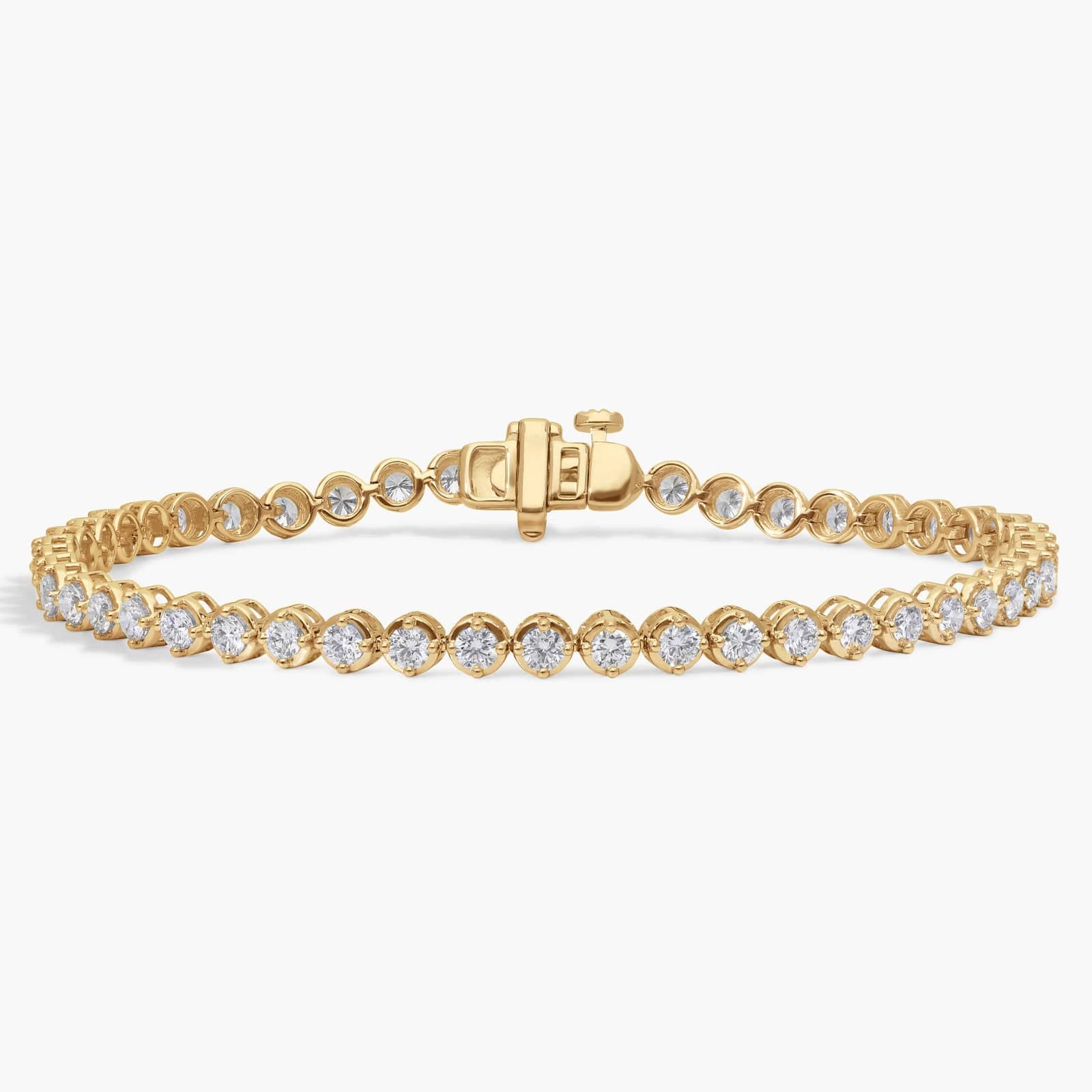 Diamond Tennis Bracelet with 3 CTW Round Cut Lab-Grown Diamonds in 14K Yellow Gold