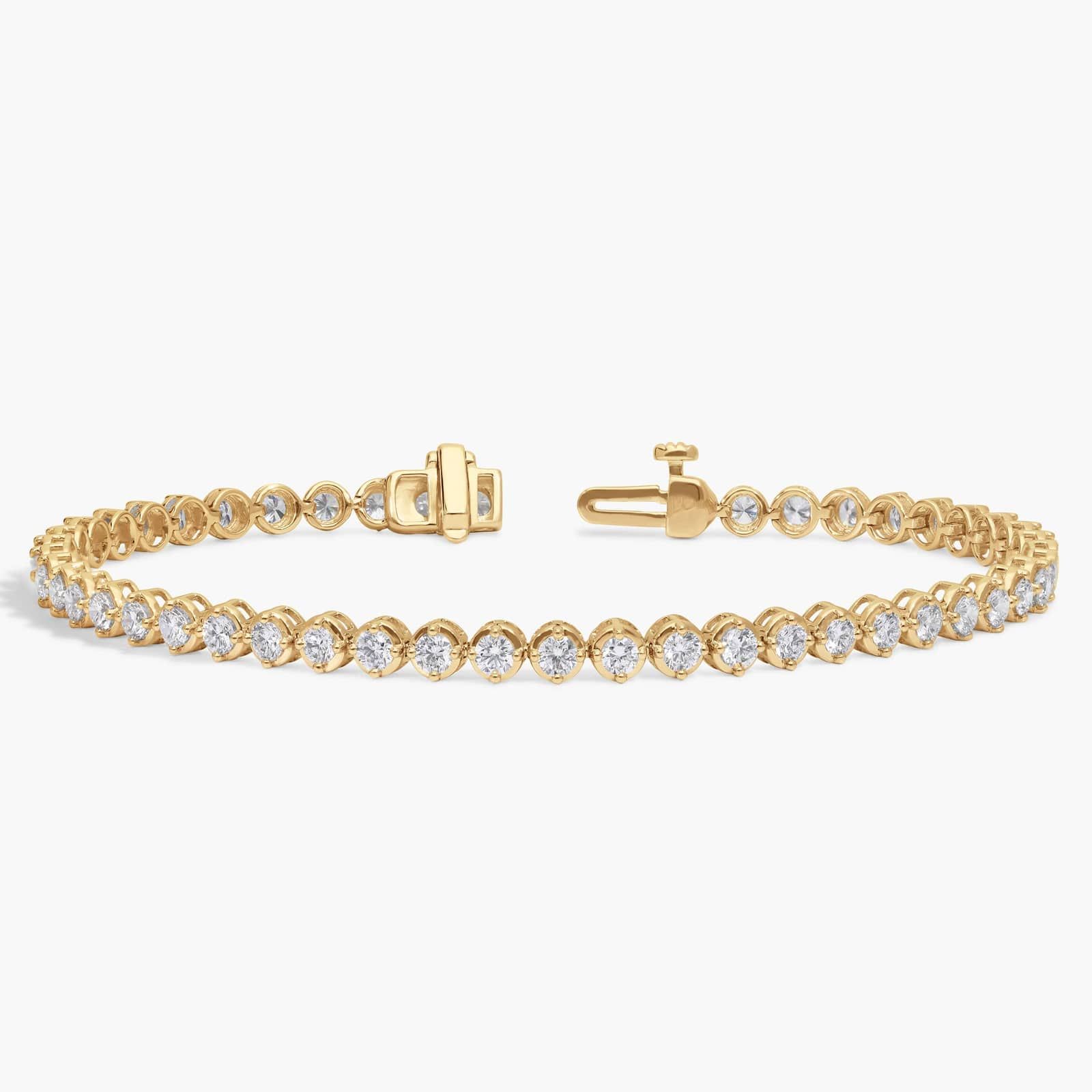 Diamond Tennis Bracelet with 3 CTW Round Cut Lab-Grown Diamonds in 14K Yellow Gold