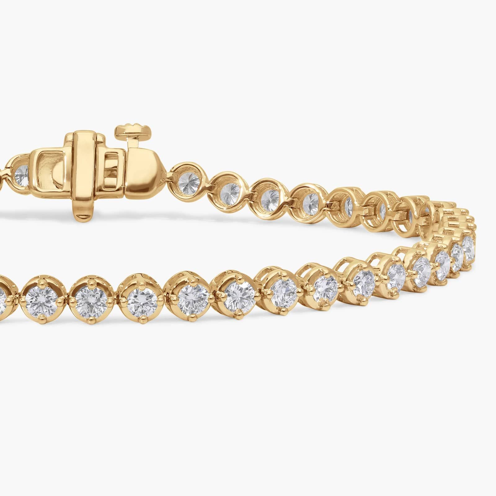 Diamond Tennis Bracelet with 3 CTW Round Cut Lab-Grown Diamonds in 14K Yellow Gold