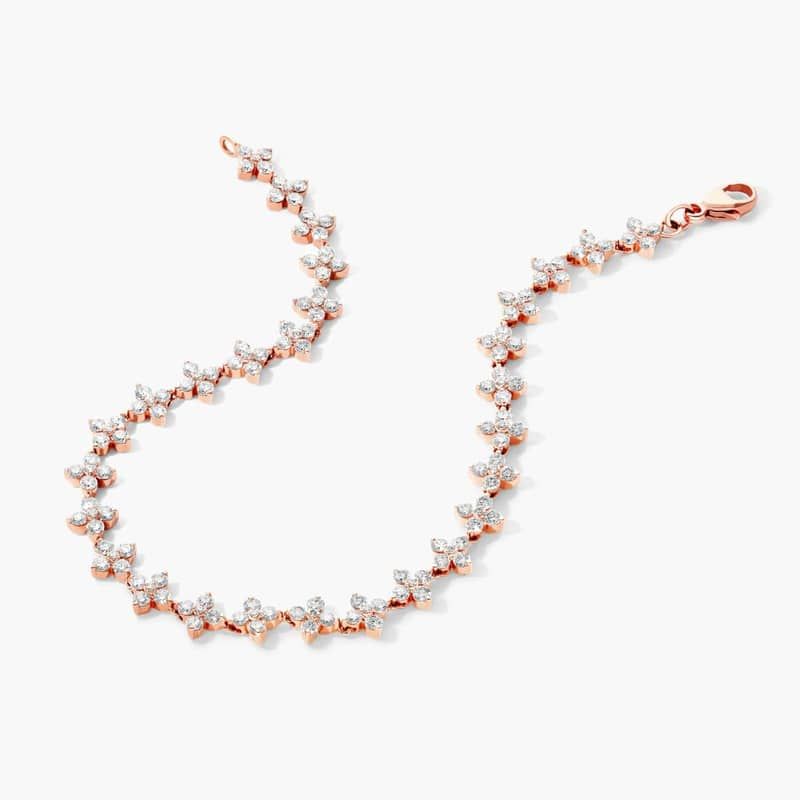 Lab-Grown Diamond Blossom Tennis Bracelet In 14K Rose Gold