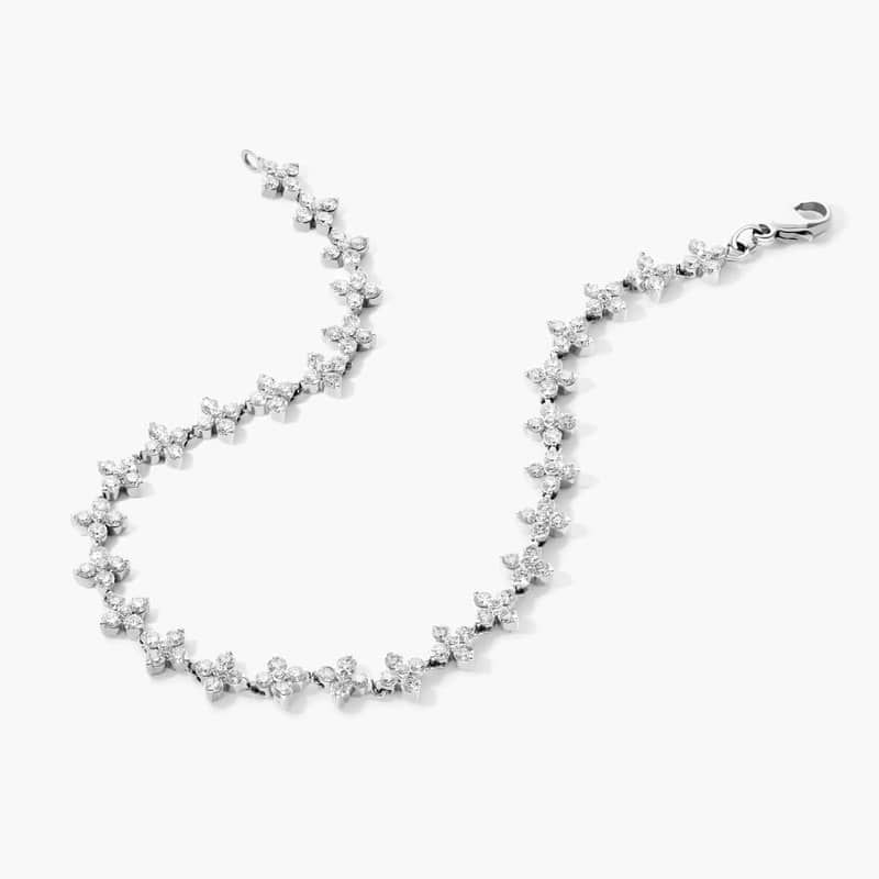 Lab-Grown Diamond Blossom Tennis Bracelet In 14K White Gold