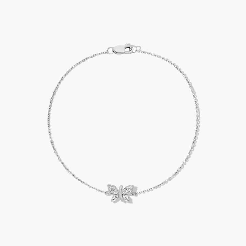 14K White Gold Dainty Diamonds Pavé Butterfly Bracelet By James Allen