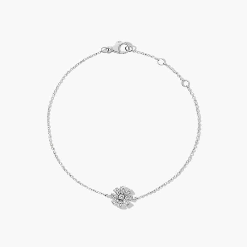 14K White Gold Dainty Diamonds Pavé Flower Bracelet By James Allen