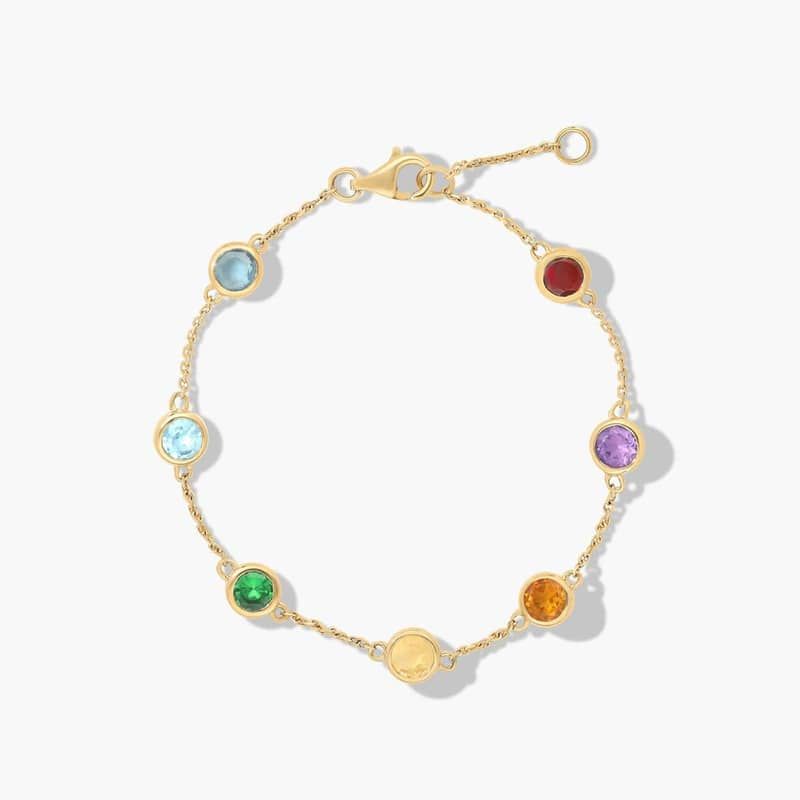 14K Yellow Gold Radiant Reflections Multi-Gemstone Station Bracelet