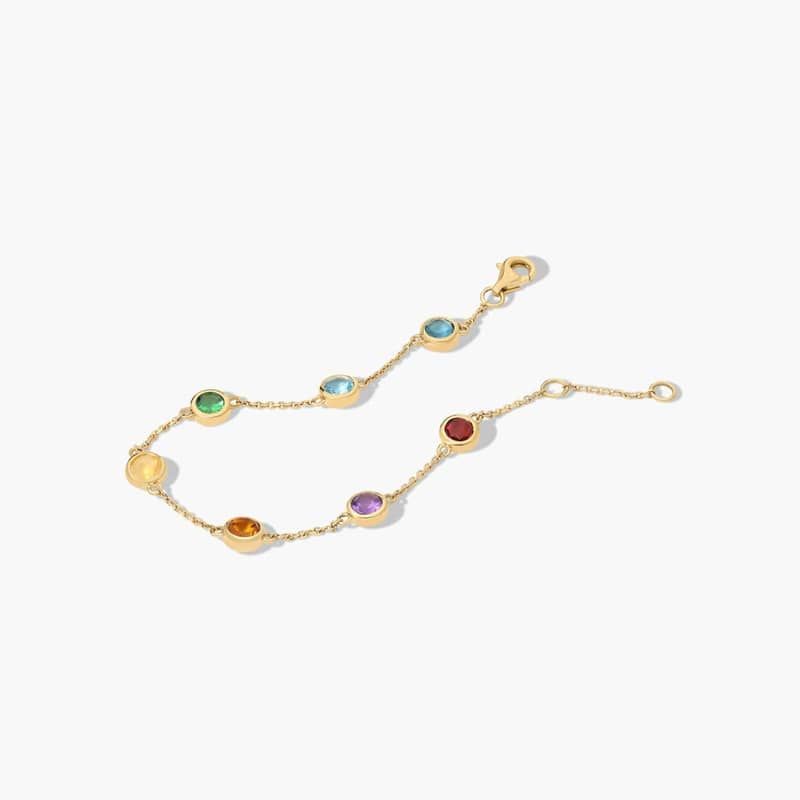 14K Yellow Gold Radiant Reflections Multi-Gemstone Station Bracelet