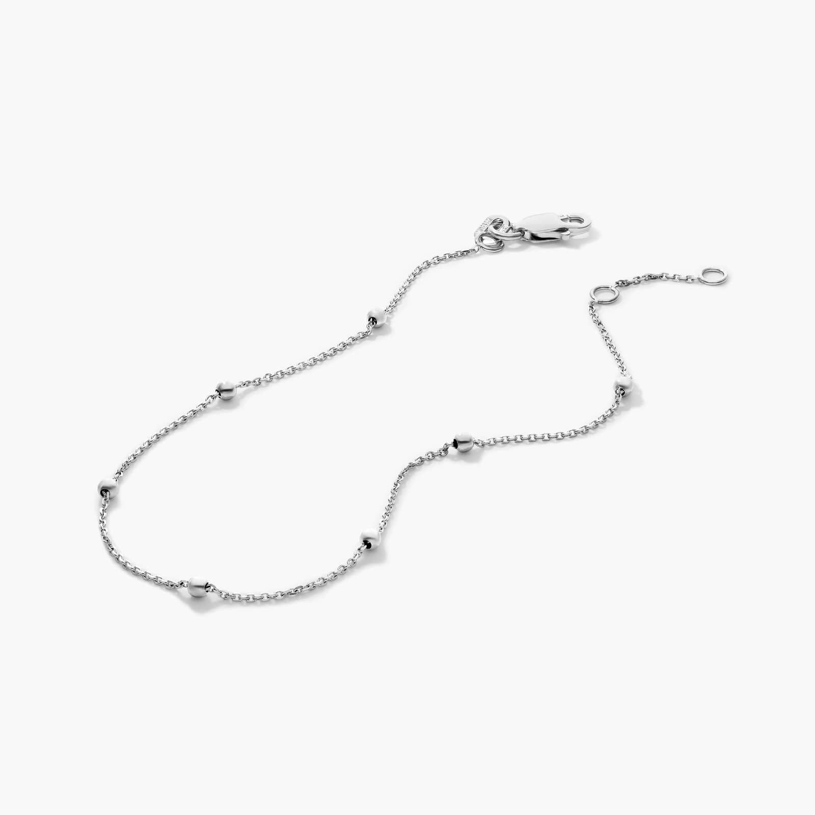 Ball Station Bracelet In 14K White Gold