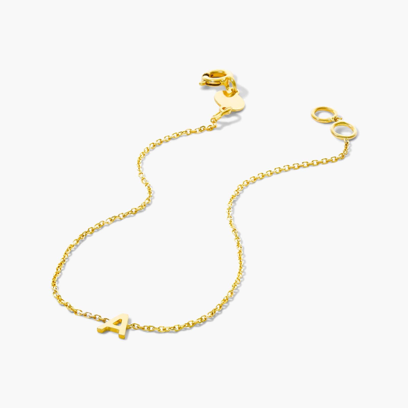 Mini Initial A Bracelet In 14K Yellow Gold