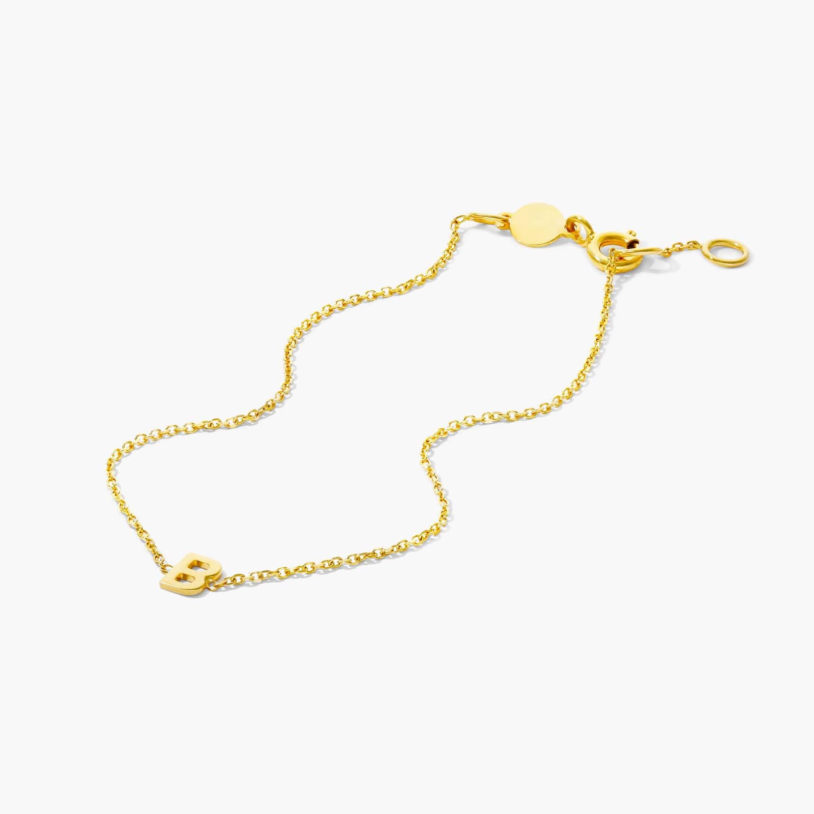 Mini Initial B Bracelet In 14K Yellow Gold