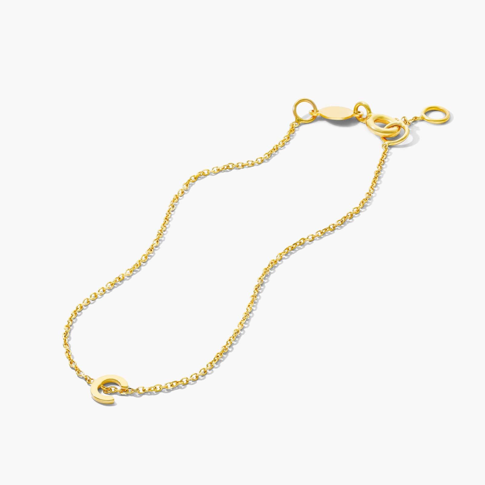 Mini Initial C Bracelet In 14K Yellow Gold