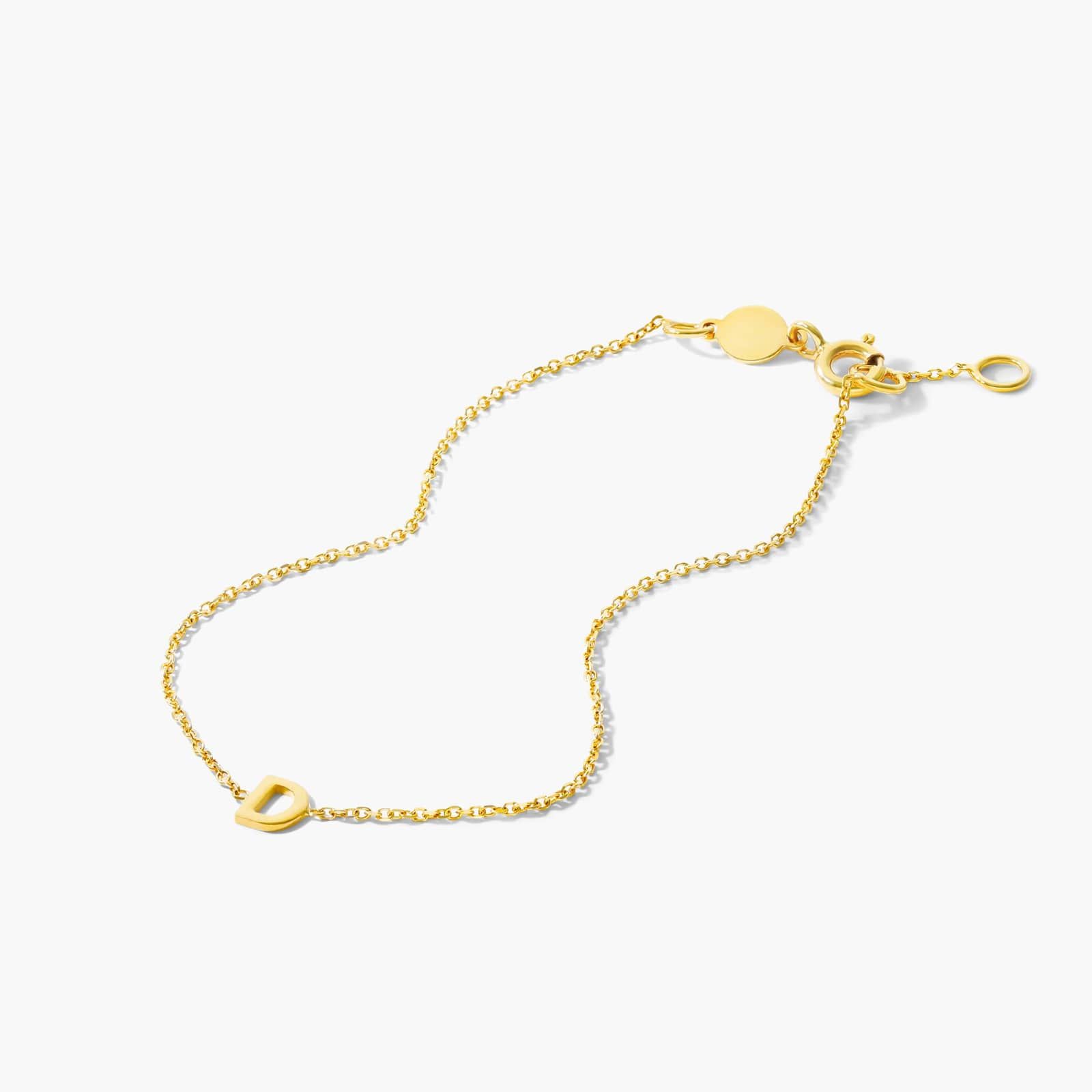 Mini Initial D Bracelet In 14K Yellow Gold