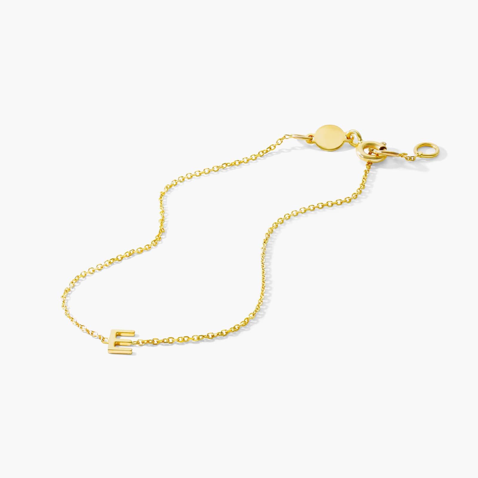 Mini Initial E Bracelet In 14K Yellow Gold