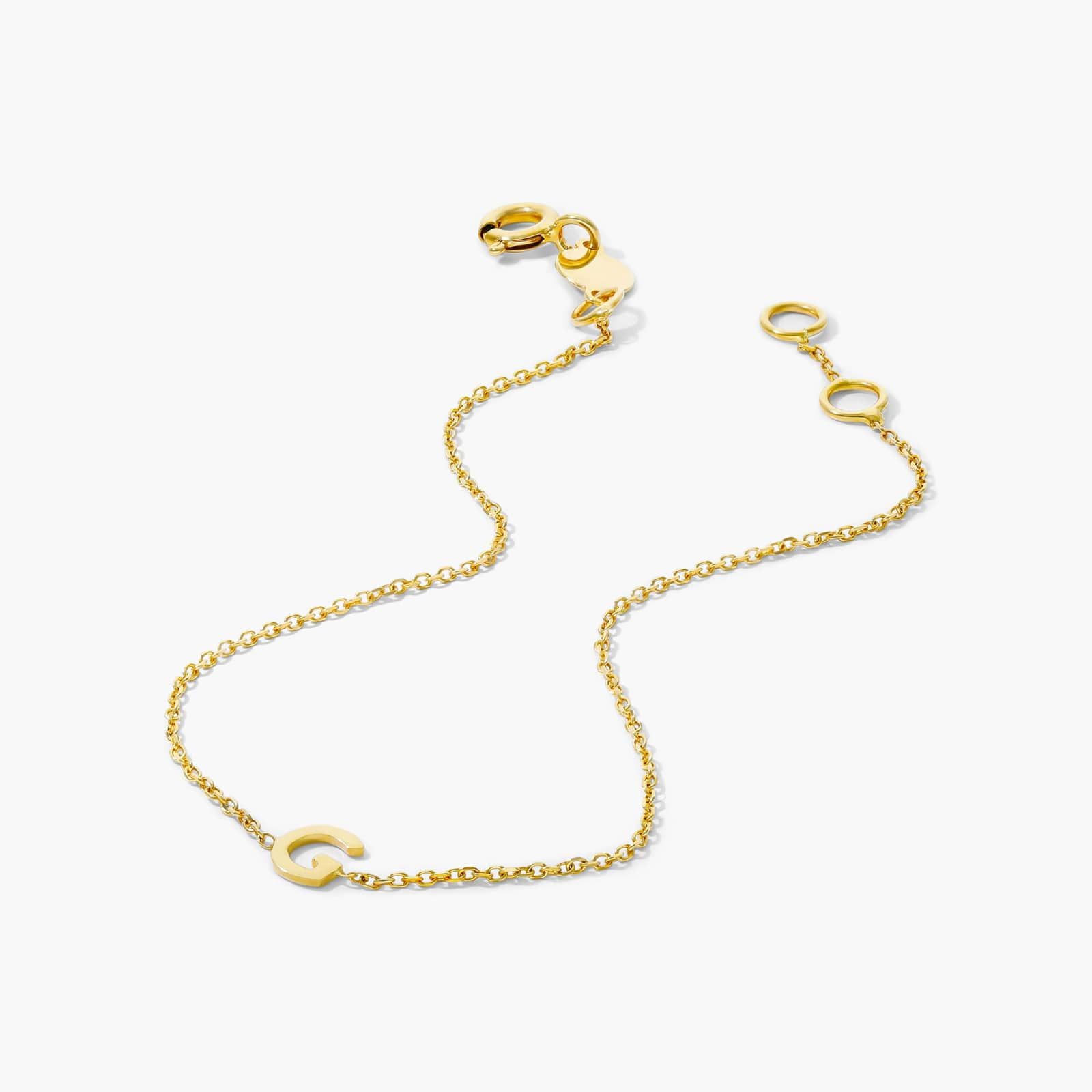 Mini Initial G Bracelet In 14K Yellow Gold