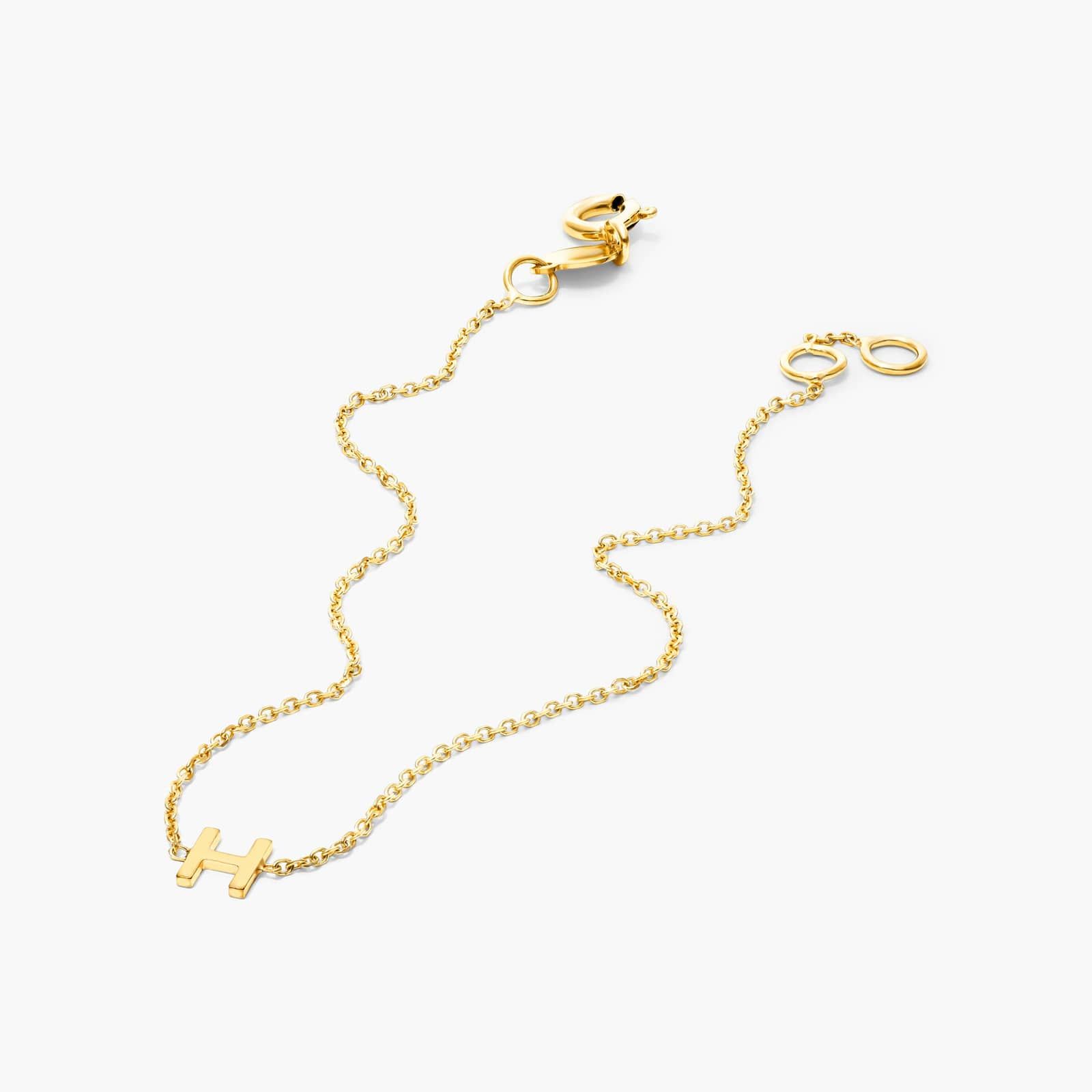Mini Initial H Bracelet In 14K Yellow Gold