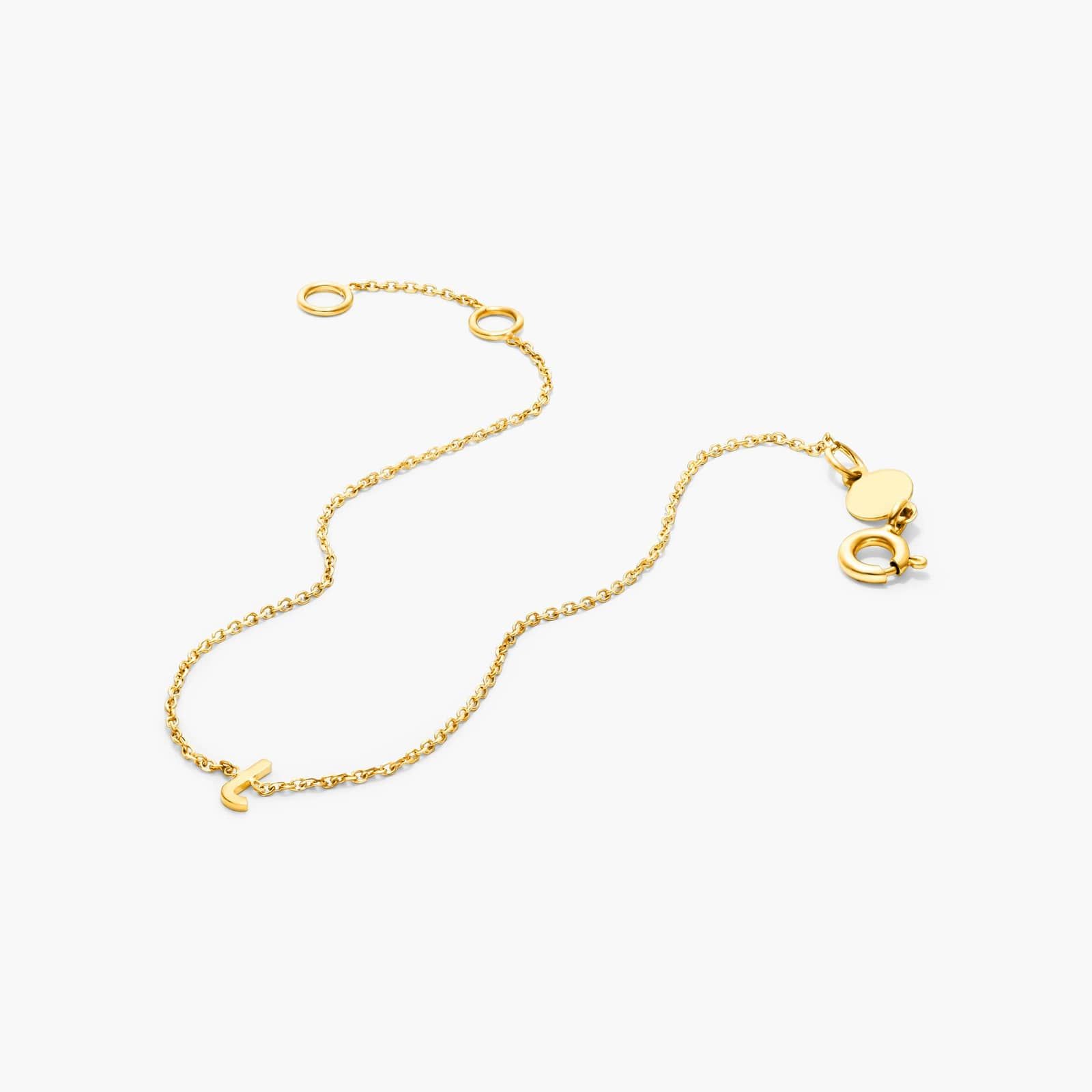 Mini Initial J Bracelet In 14K Yellow Gold