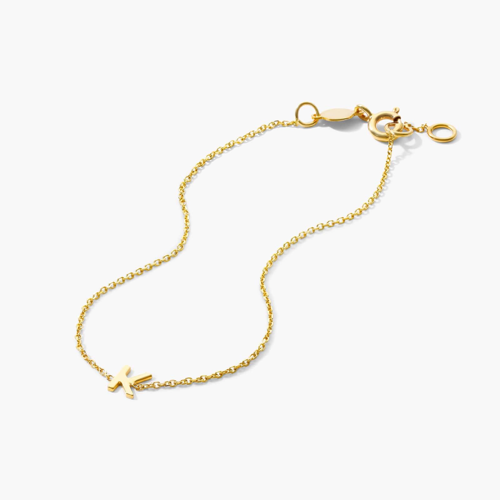 Mini Initial K Bracelet In 14K Yellow Gold