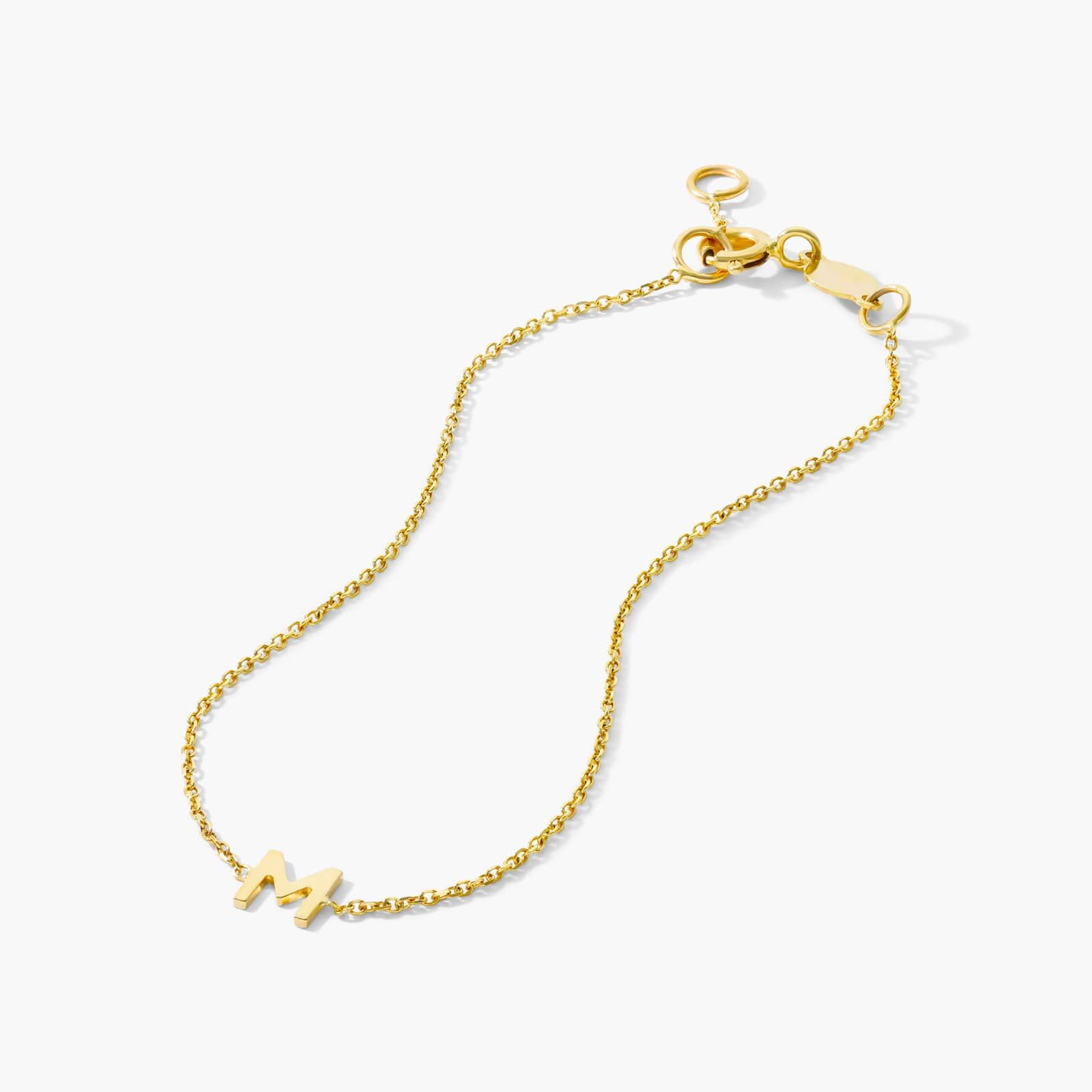 Mini Initial M Bracelet In 14K Yellow Gold