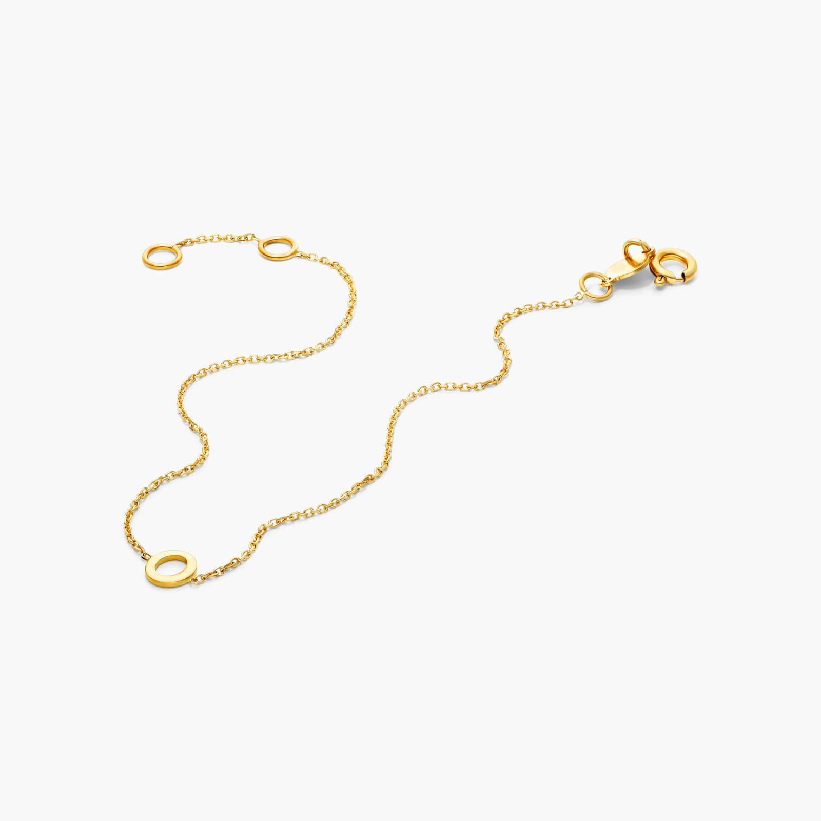 Mini Initial O Bracelet In 14K Yellow Gold
