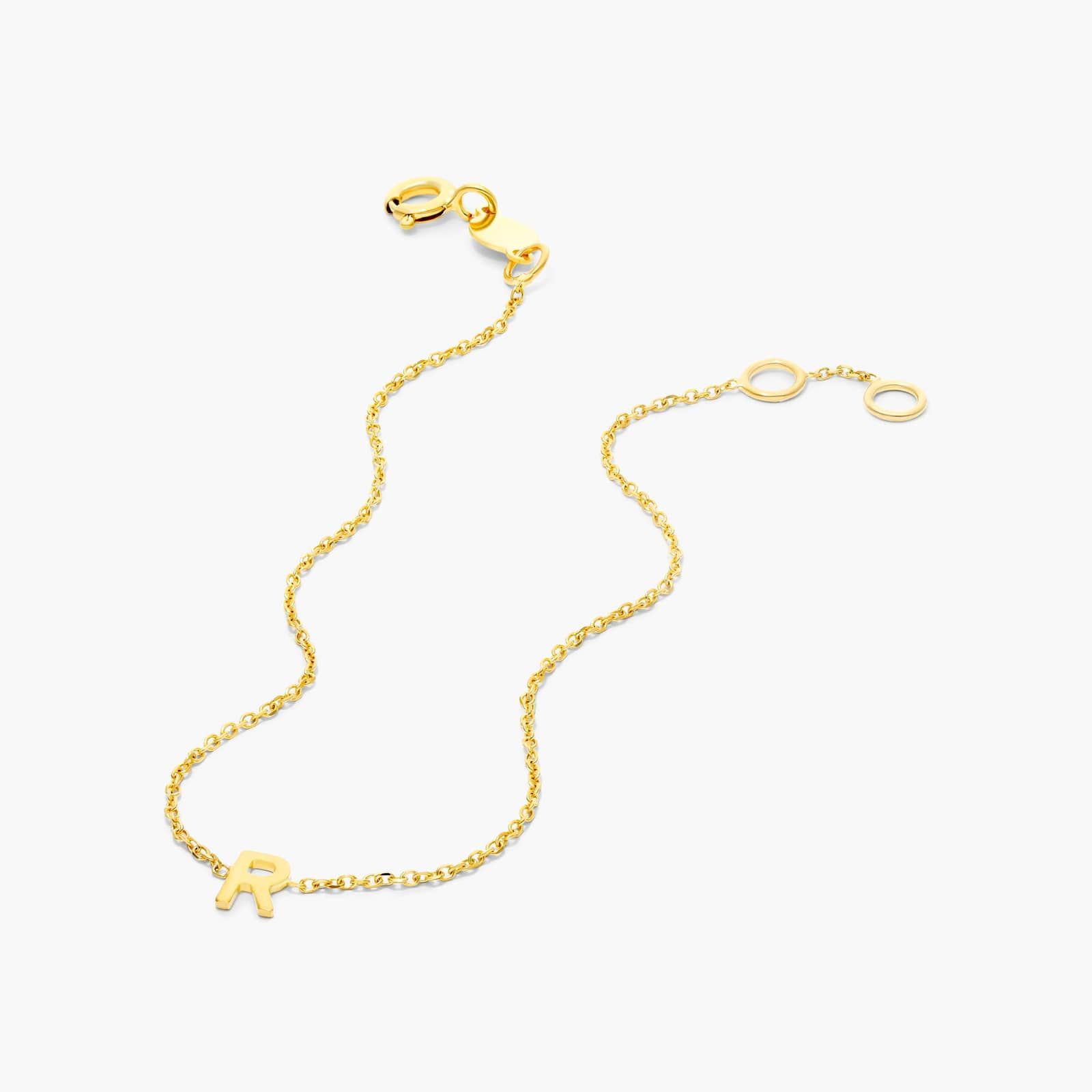Mini Initial R Bracelet In 14K Yellow Gold
