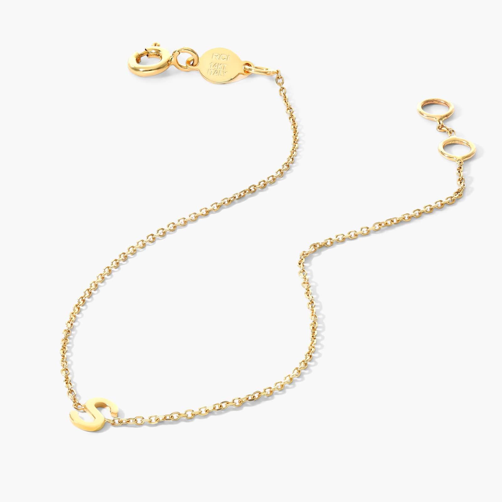 Mini Initial S Bracelet In 14K Yellow Gold