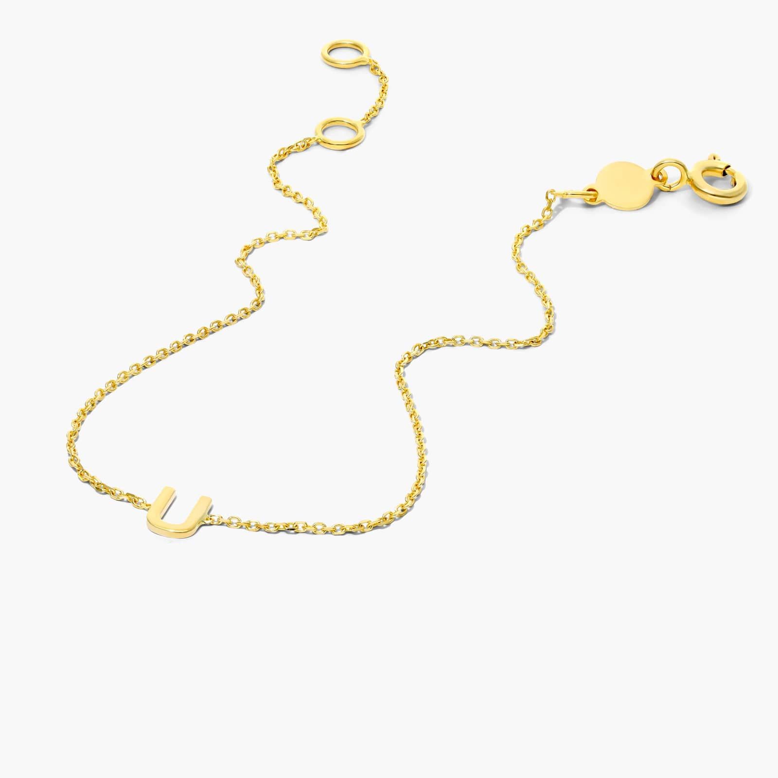 Mini Initial U Bracelet In 14K Yellow Gold