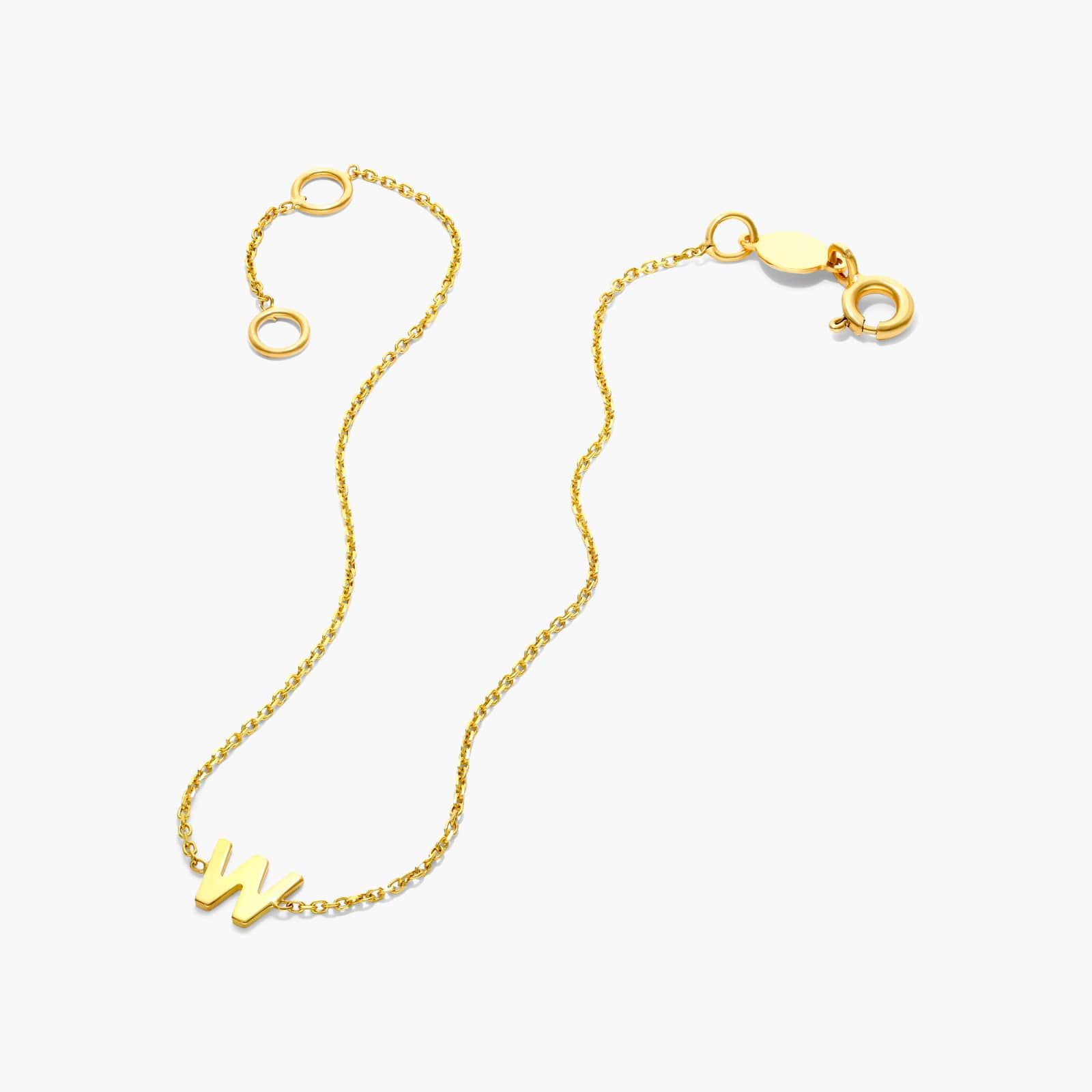 Mini Initial W Bracelet In 14K Yellow Gold
