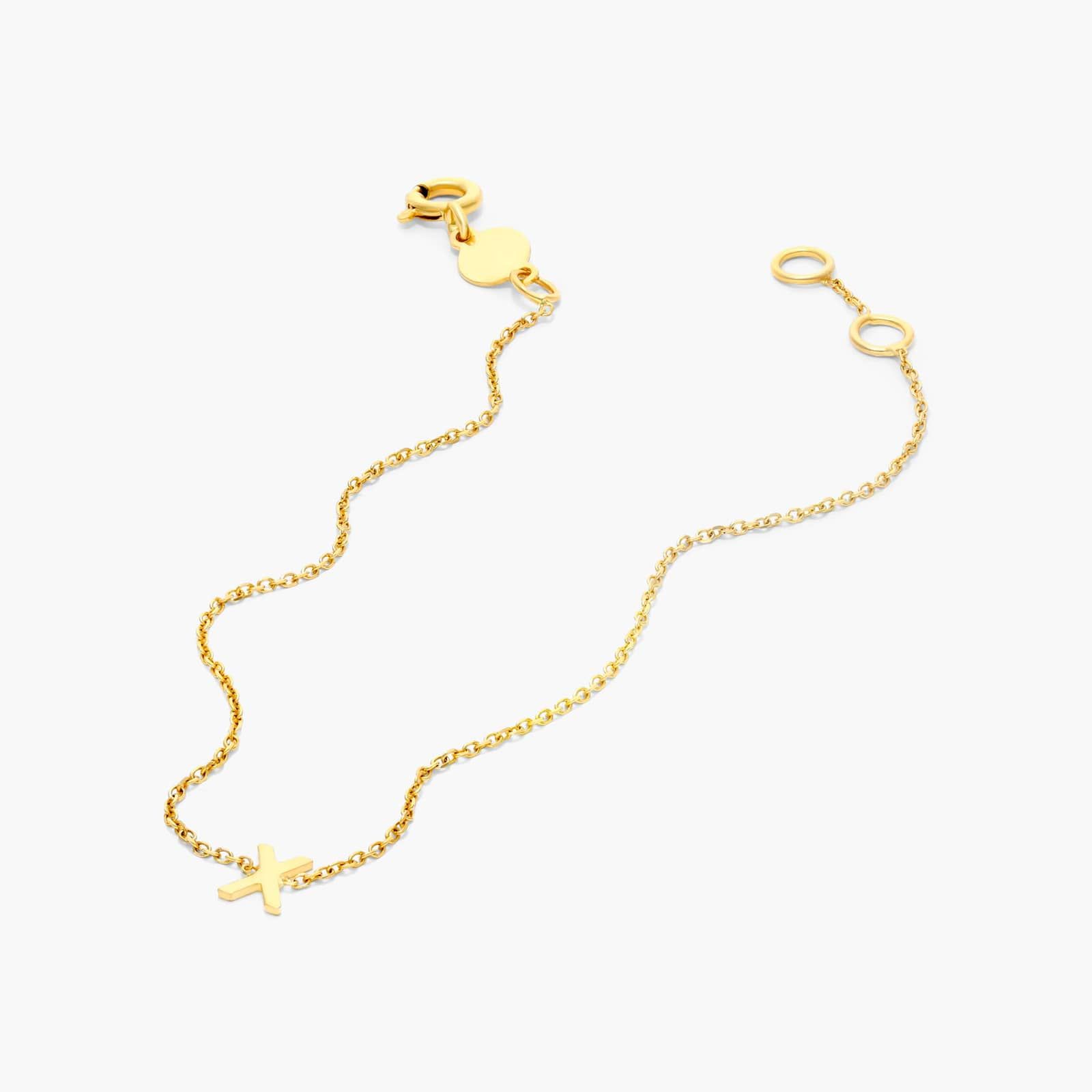 Mini Initial X Bracelet In 14K Yellow Gold