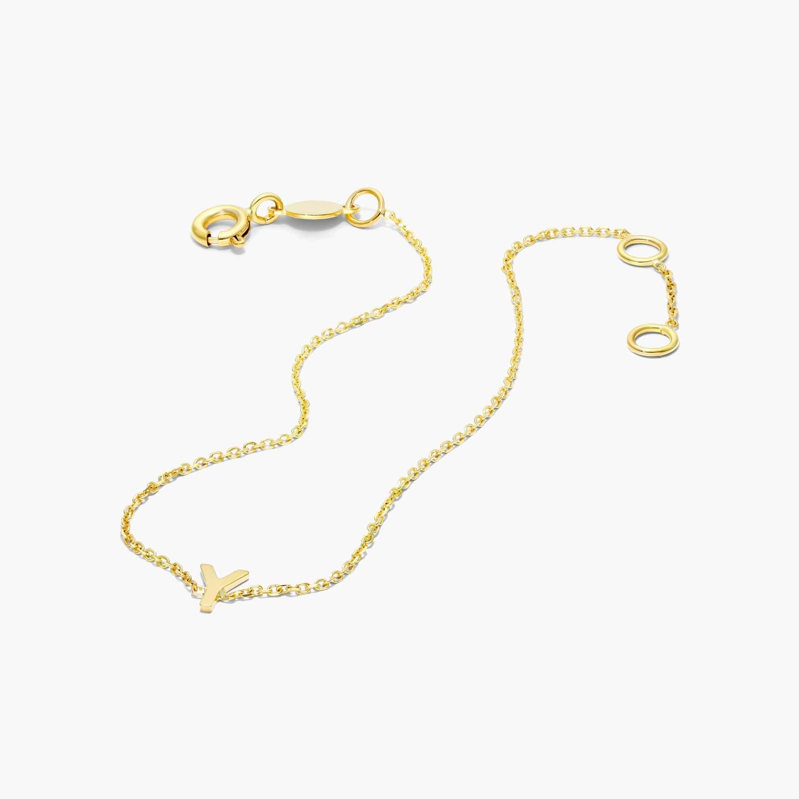 Mini Initial Y Bracelet In 14K Yellow Gold