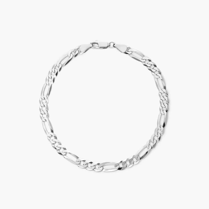 Figaro Chain Bracelet In  Sterling Silver (8.5")