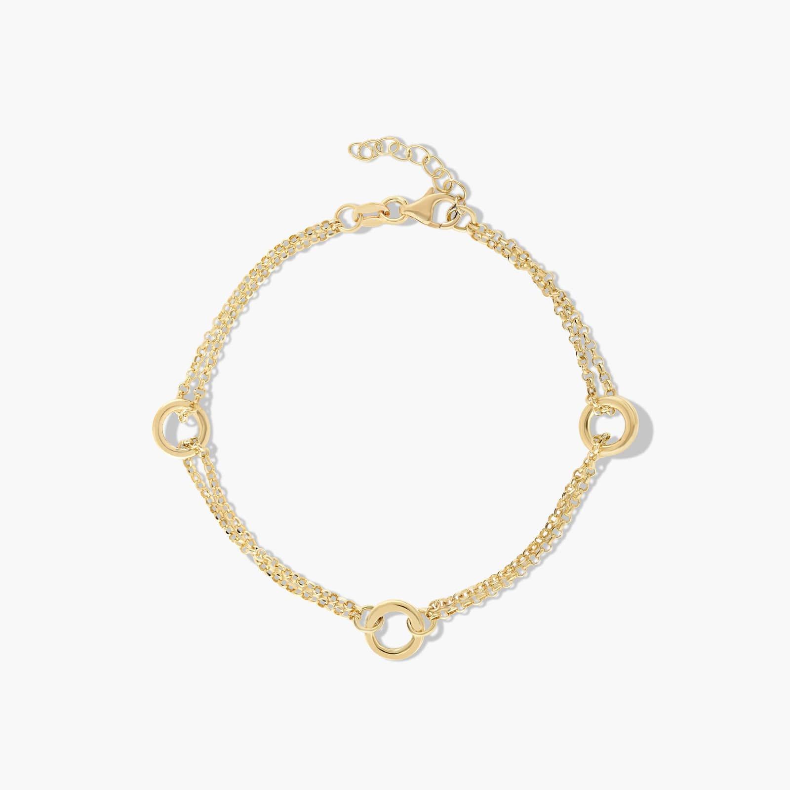 Golden Hour Two-Strand Circle Link Bracelet In 14K Yellow Gold