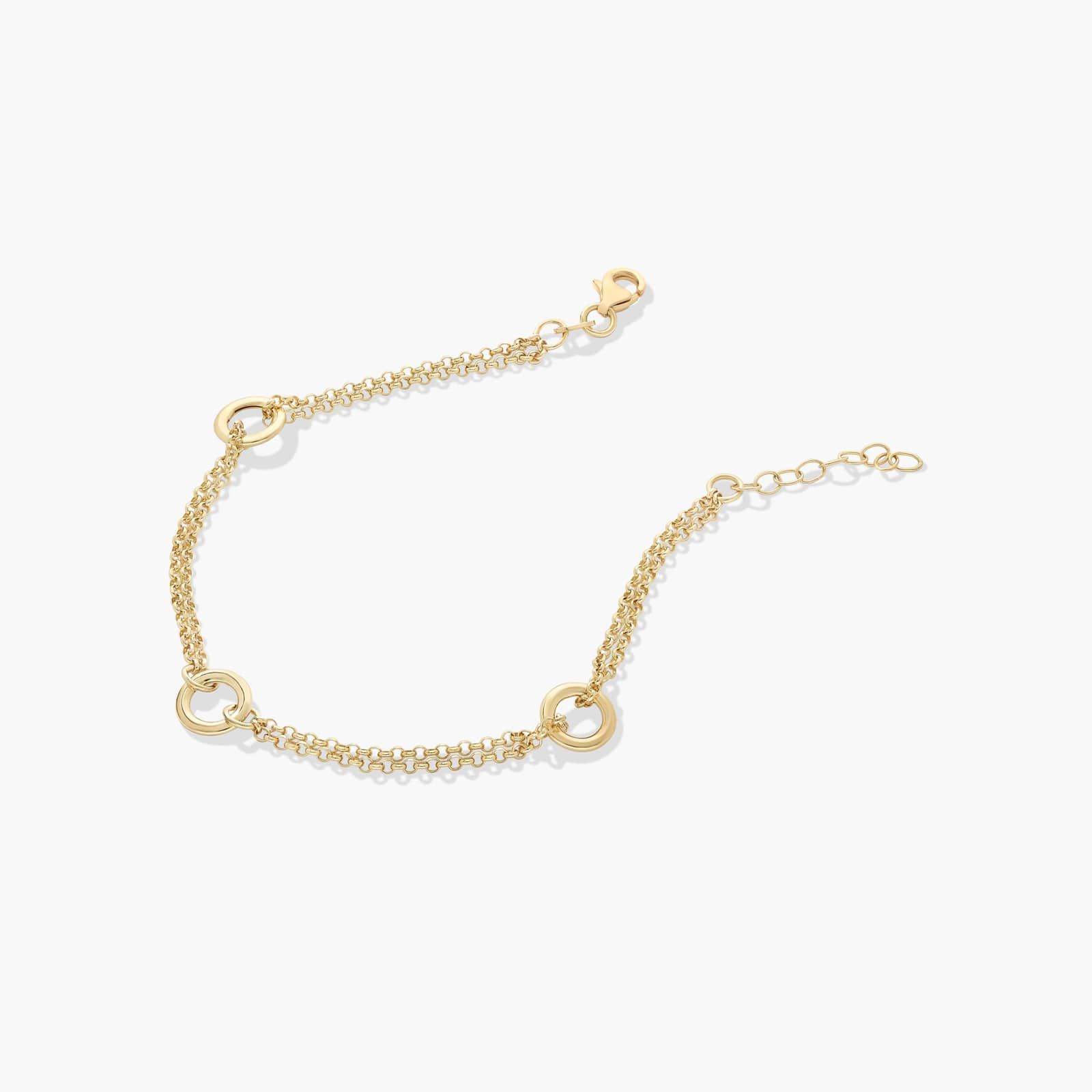 Golden Hour Two-Strand Circle Link Bracelet In 14K Yellow Gold