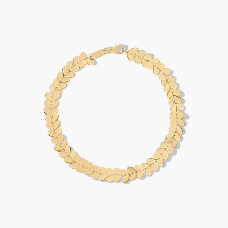 Polished Heart Link Bracelet In 14K Yellow Gold