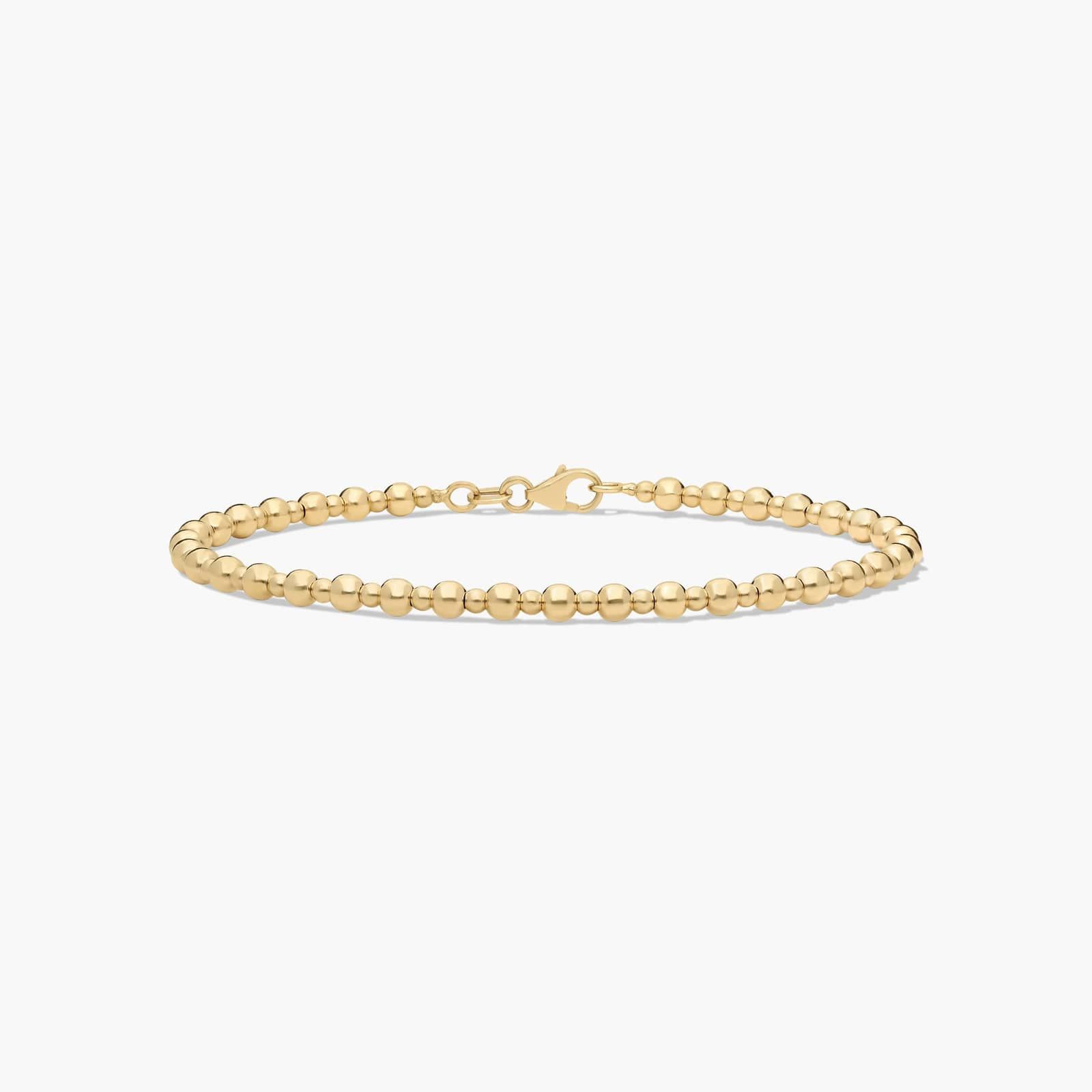 Polished Golden Hour Bead Bangle In 14K Yellow Gold