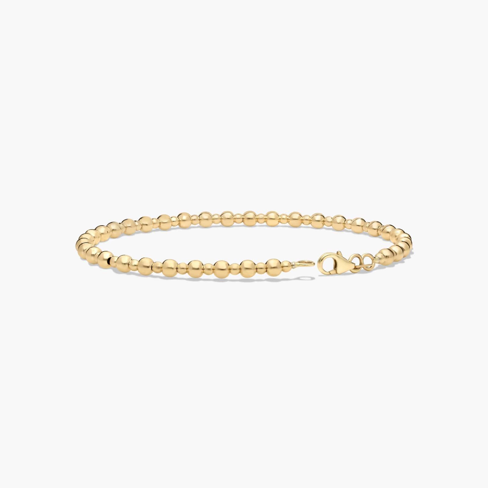 Polished Golden Hour Bead Bangle In 14K Yellow Gold