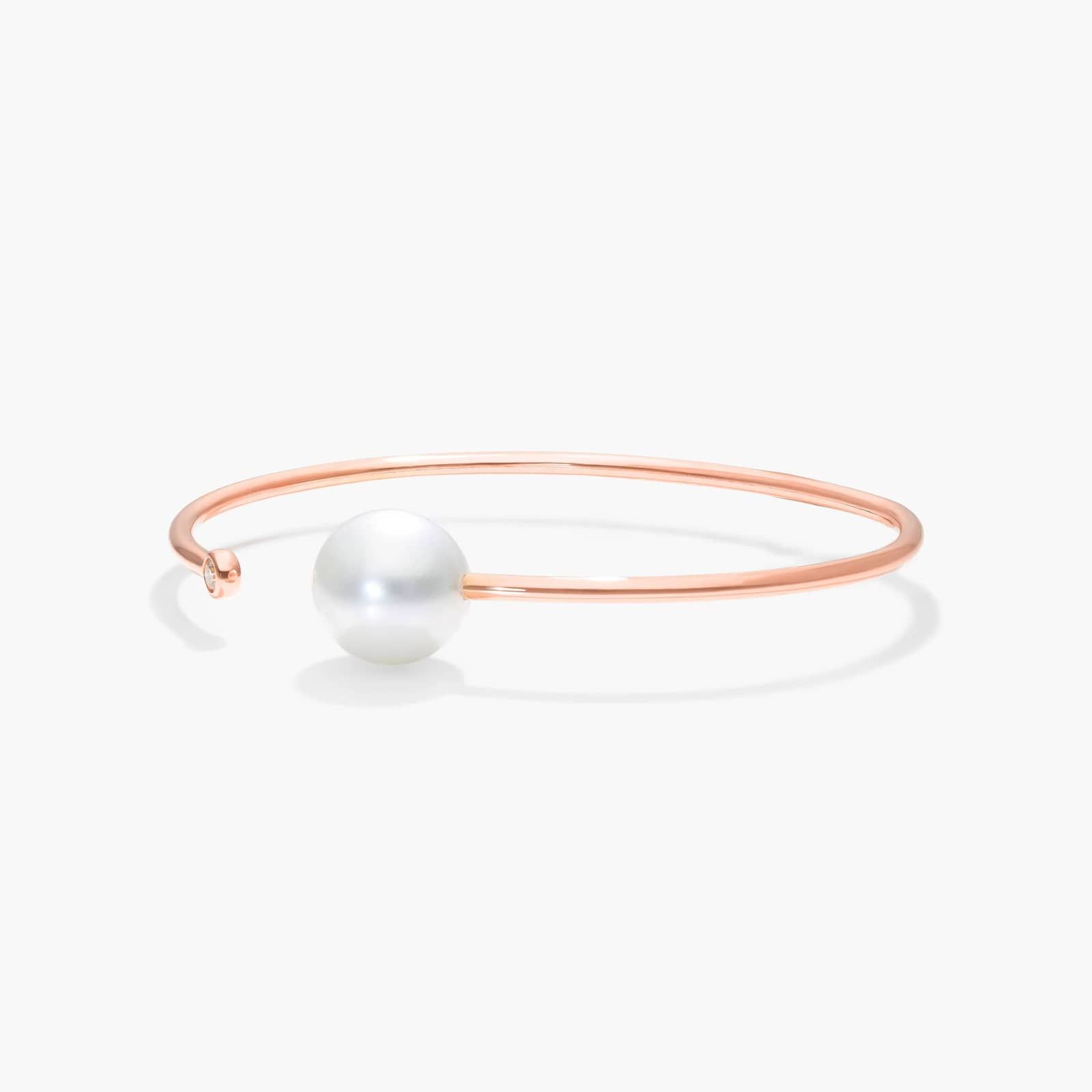 South Sea Cultured Pearl and Bezel Set Diamond Bangle Bracelet In 18K Rose Gold By James Allen