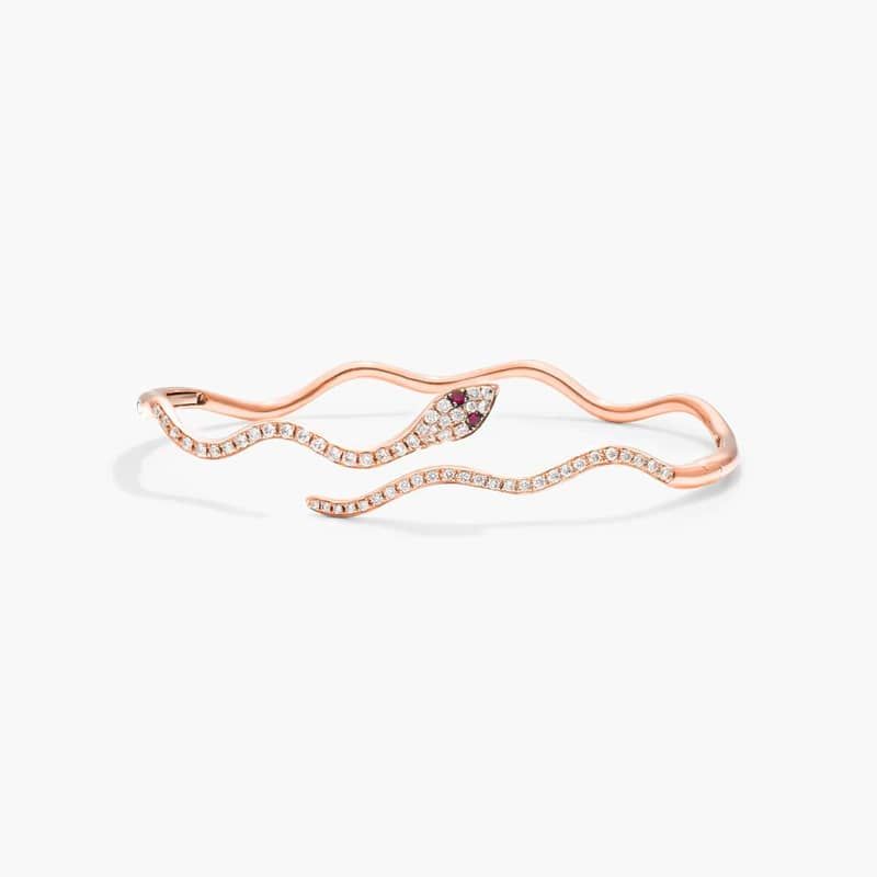 Snake Motif Diamond and Ruby Bracelet In 14K Rose Gold By James Allen