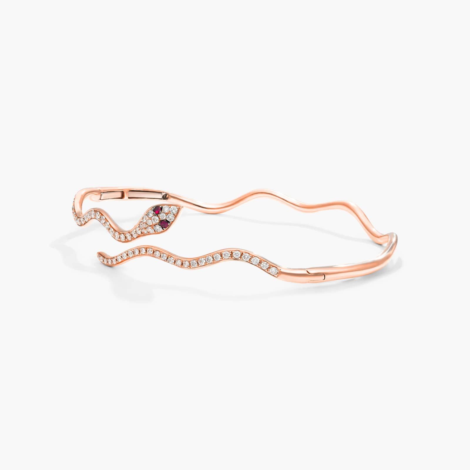 Snake Motif Diamond and Ruby Bracelet In 14K Rose Gold By James Allen