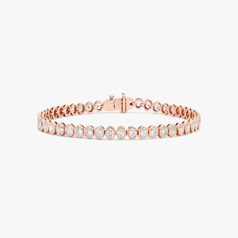 Bezel Tennis Bracelet With Oval Cut Lab-Grown Diamonds In 14K Rose Gold By James Allen