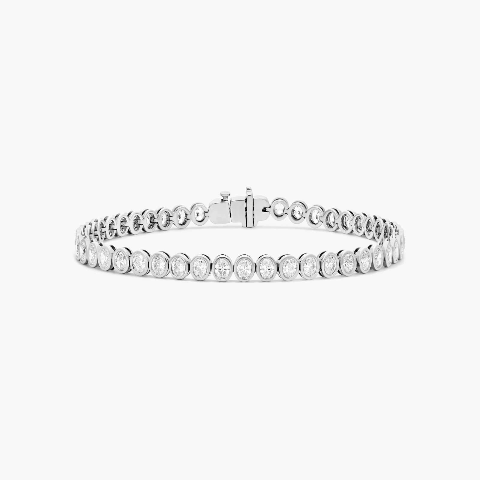 Bezel Tennis Bracelet With Oval Cut Diamonds In 14K White Gold By James Allen
