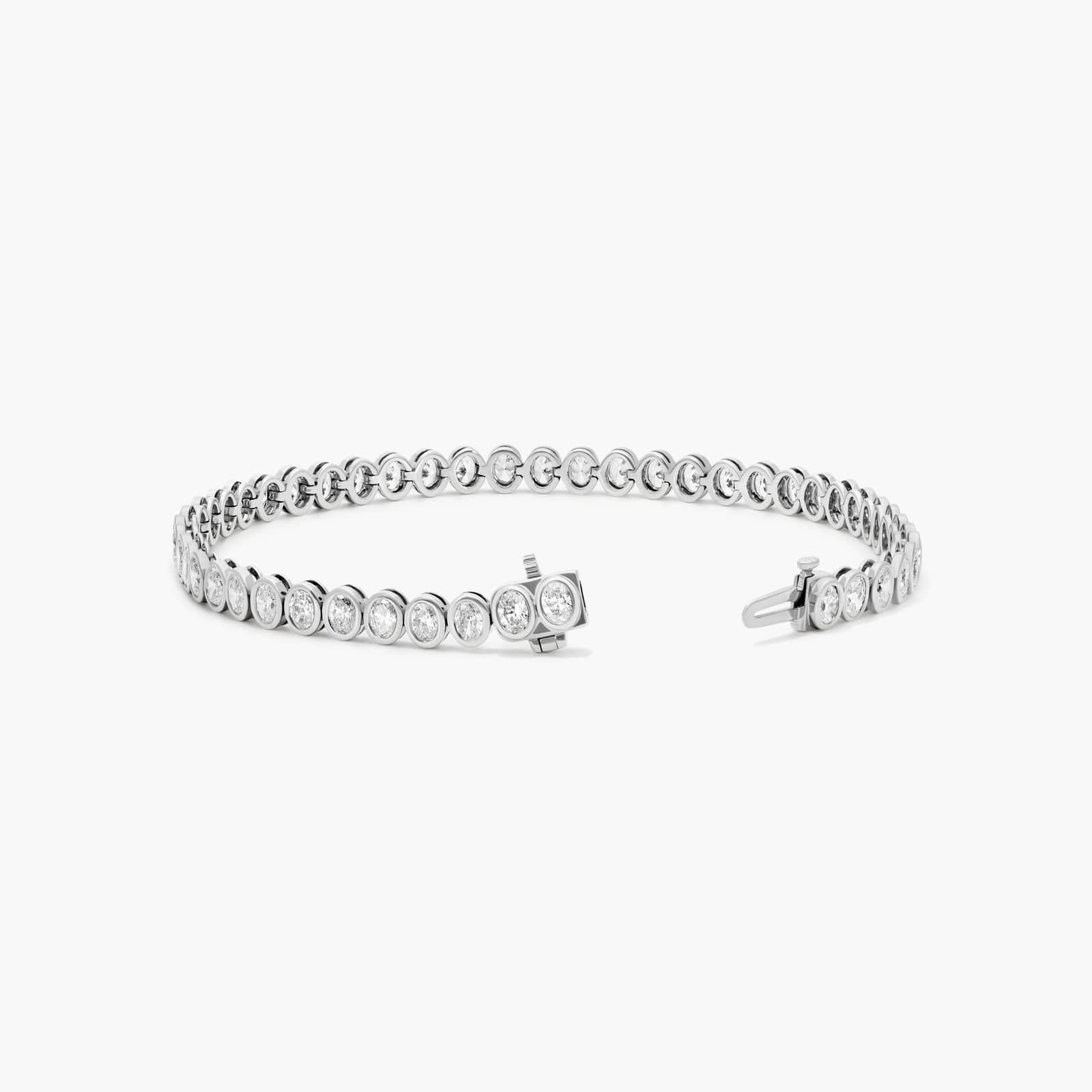 Bezel Tennis Bracelet With Oval Cut Lab-Grown Diamonds In 14K White Gold By James Allen