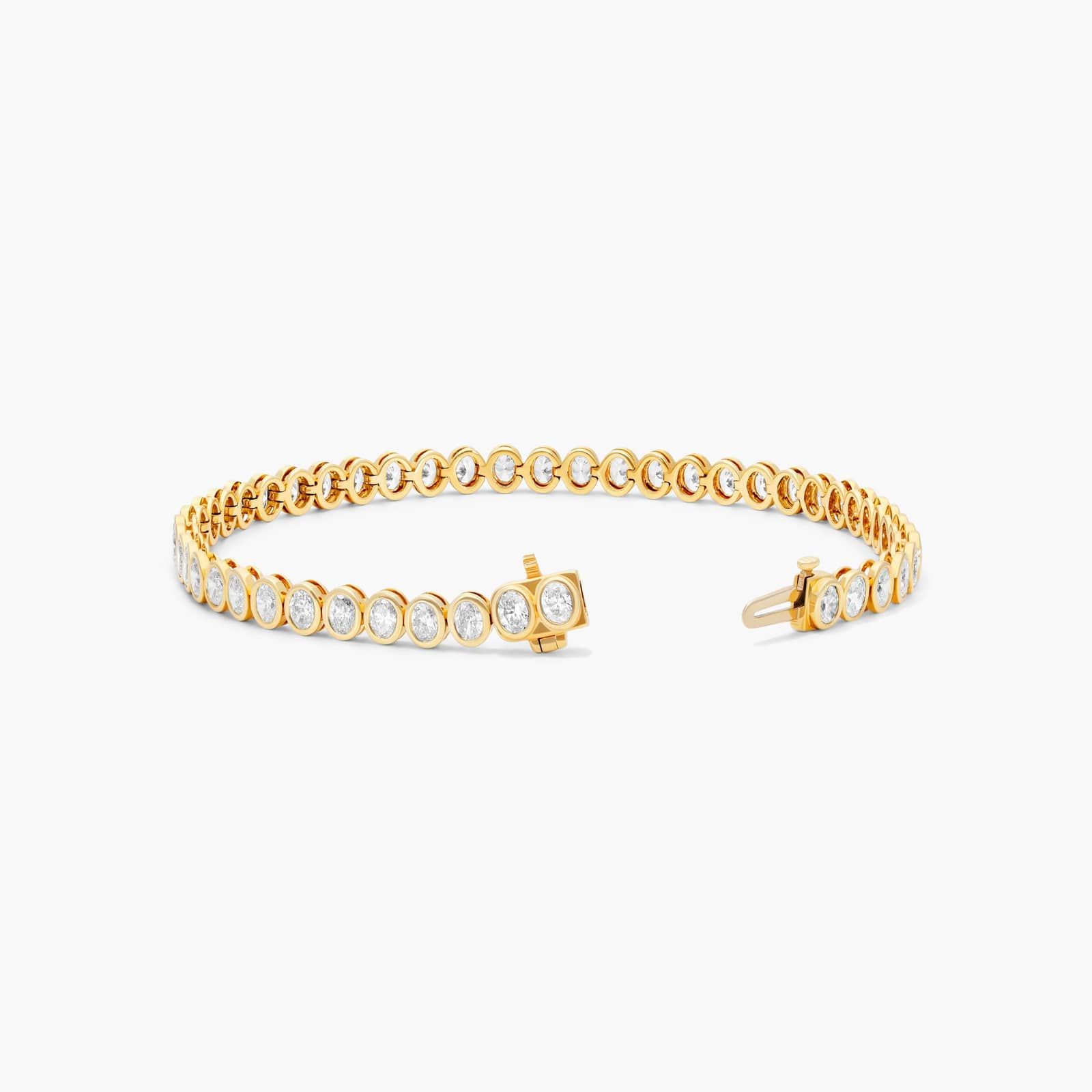 Bezel Tennis Bracelet With Oval Cut Lab-Grown Diamonds In 14K Yellow Gold By James Allen