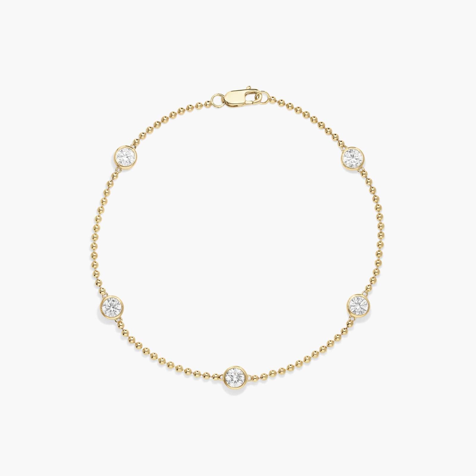 Bezel Beaded Station Bracelet With 1 CTW Round Cut Lab-Grown Diamonds in 14K Yellow Gold By James Allen