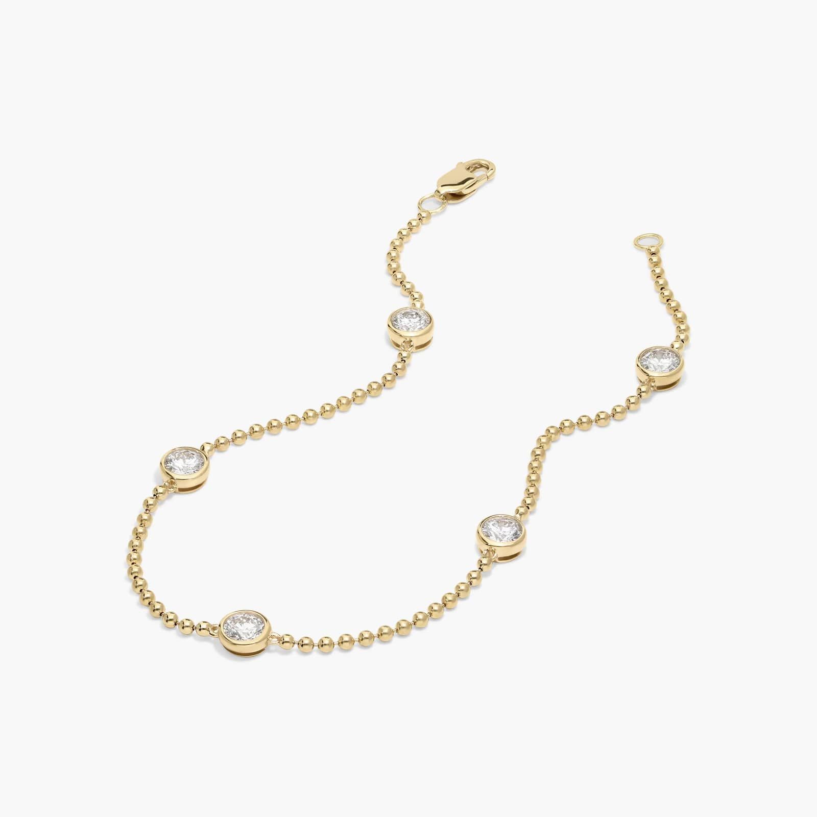 Bezel Beaded Station Bracelet With 1 CTW Round Cut Lab-Grown Diamonds in 14K Yellow Gold By James Allen