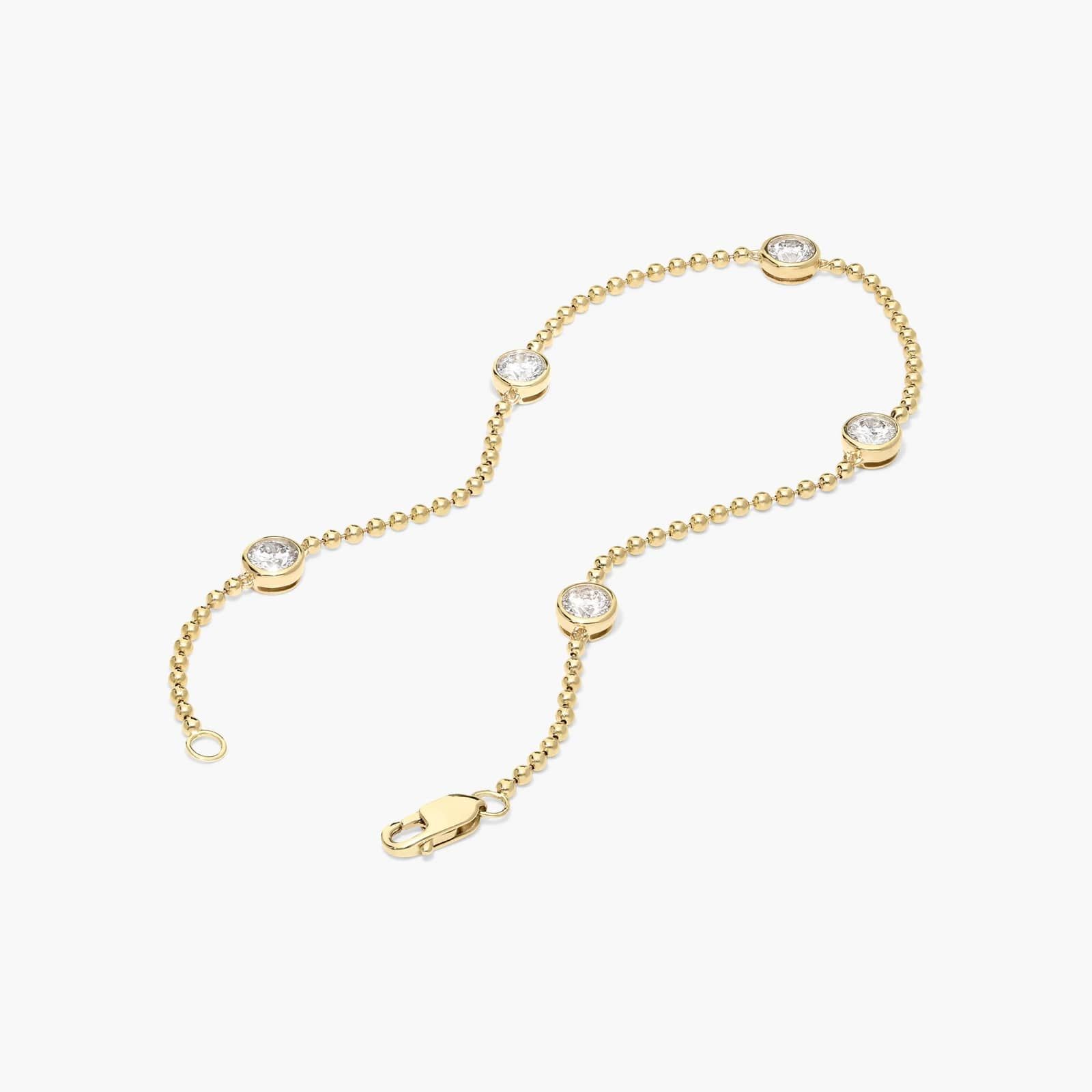 Bezel Beaded Station Bracelet With 1 CTW Round Cut Lab-Grown Diamonds in 14K Yellow Gold By James Allen