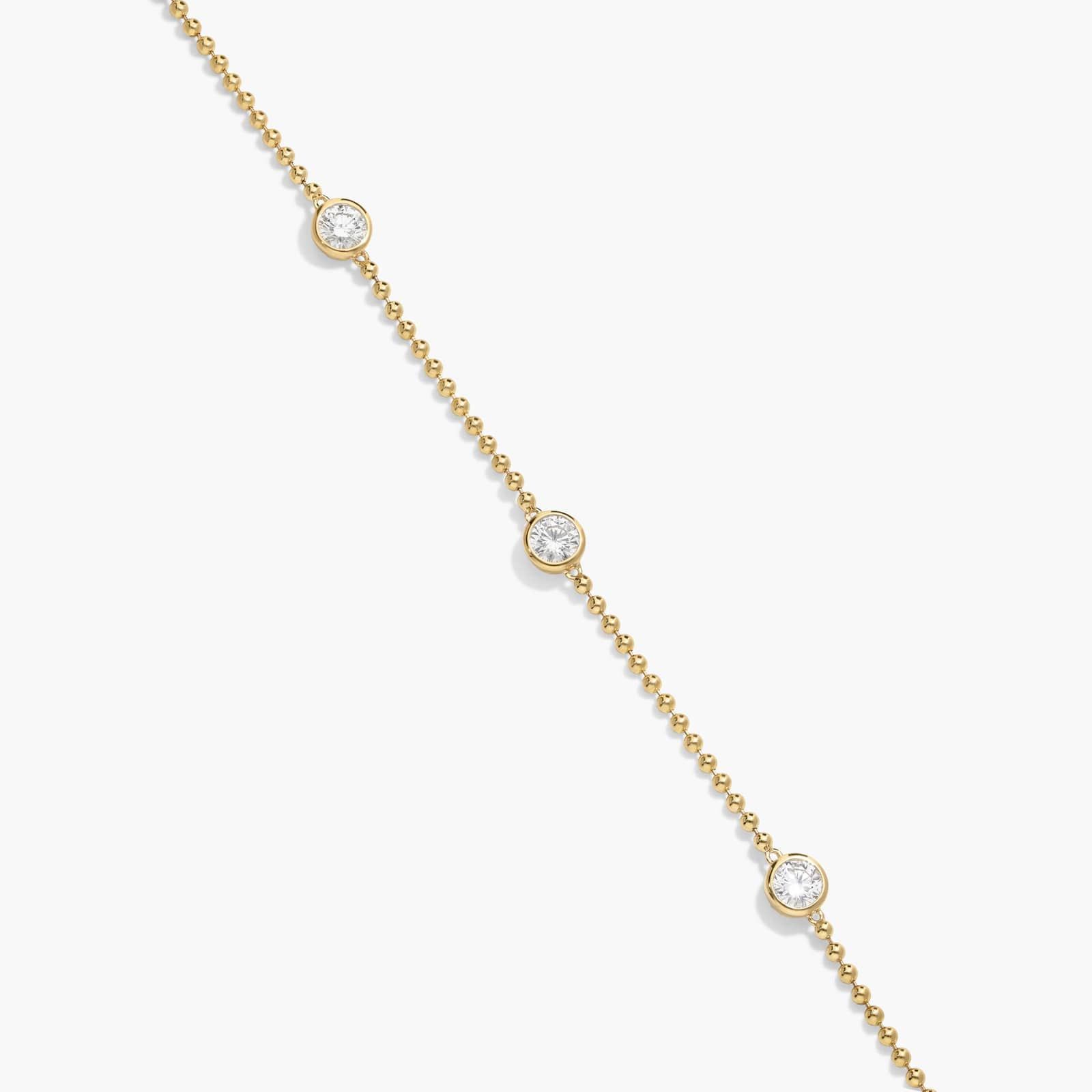 Bezel Beaded Station Bracelet With 1 CTW Round Cut Lab-Grown Diamonds in 14K Yellow Gold By James Allen
