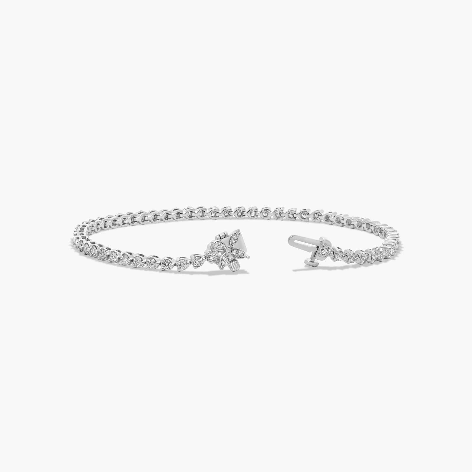 Flower Clasp Tennis Bracelet With 2 CTW Diamonds In Platinum By James Allen