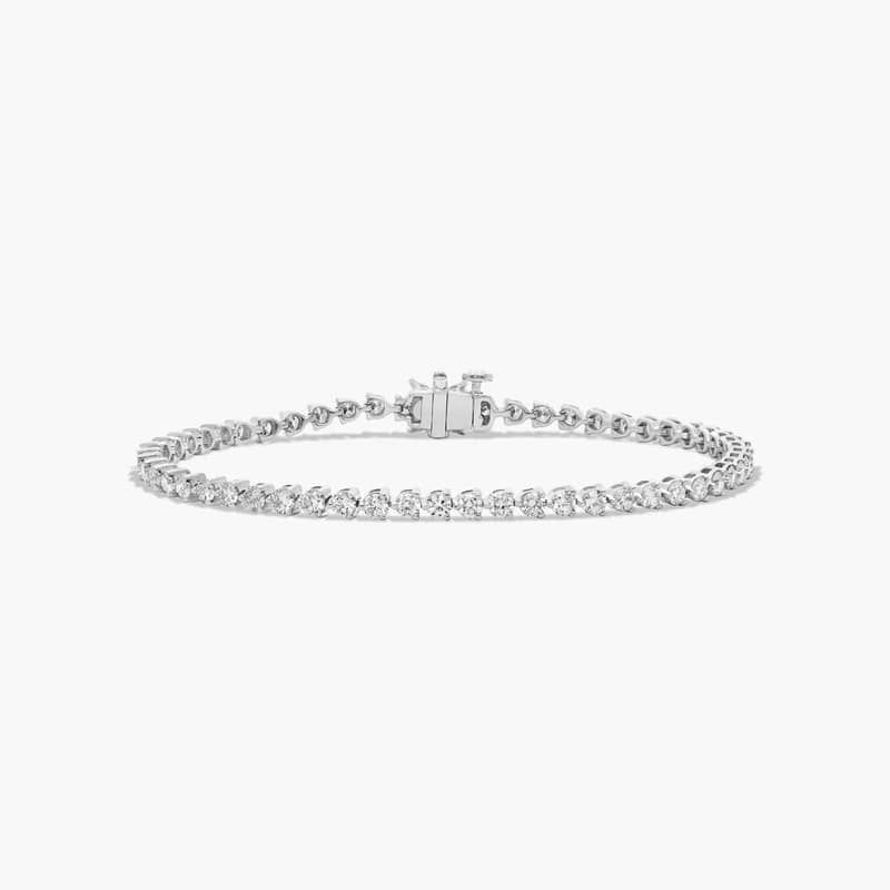 Flower Clasp Tennis Bracelet With 3 CTW Diamonds In Platinum By James Allen
