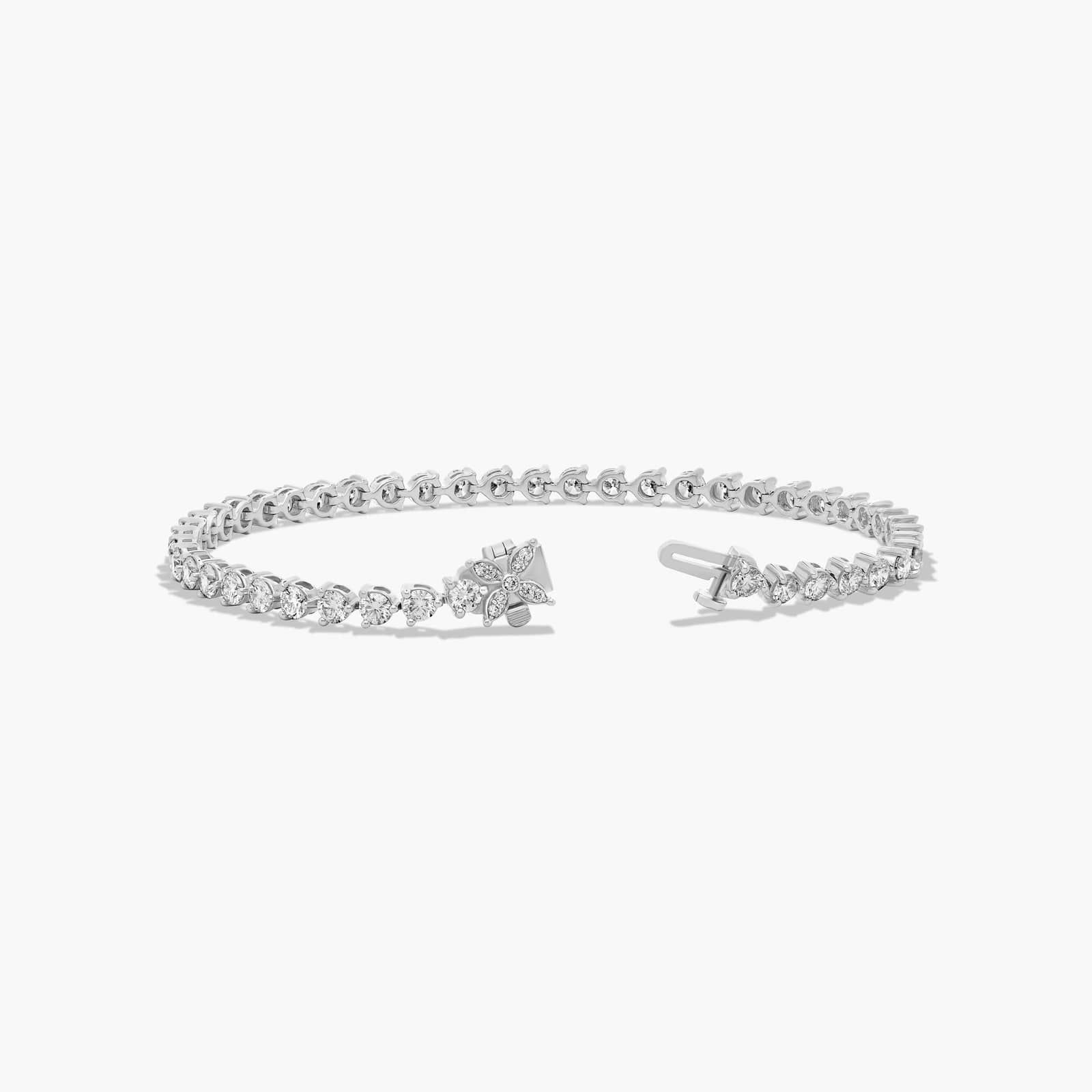 Flower Clasp Tennis Bracelet With 5 CTW Diamonds In Platinum By James Allen