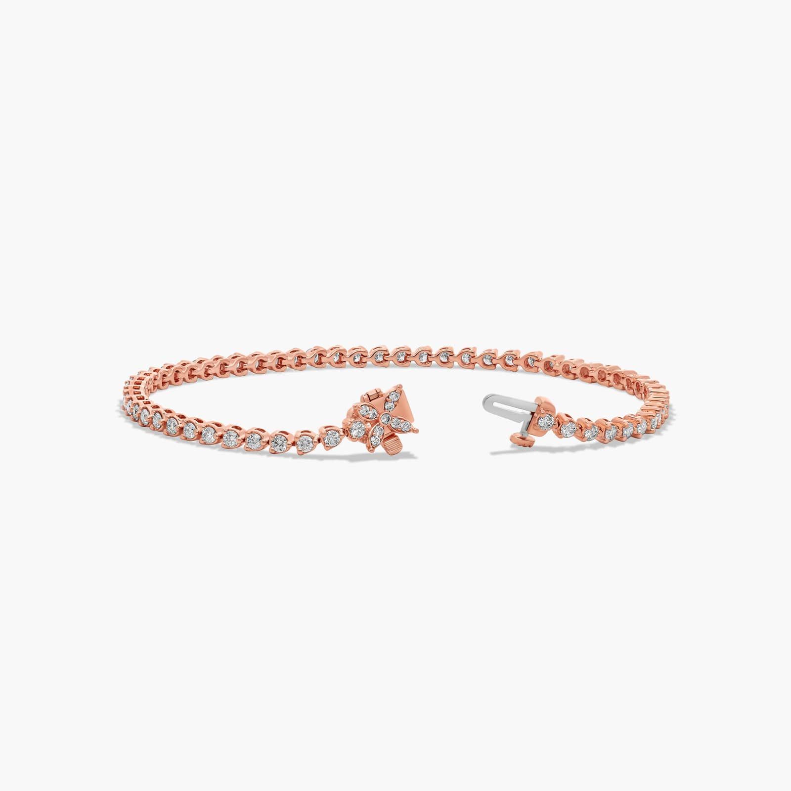 Flower Clasp Tennis Bracelet With 2 CTW Diamonds In 14K Rose Gold By James Allen