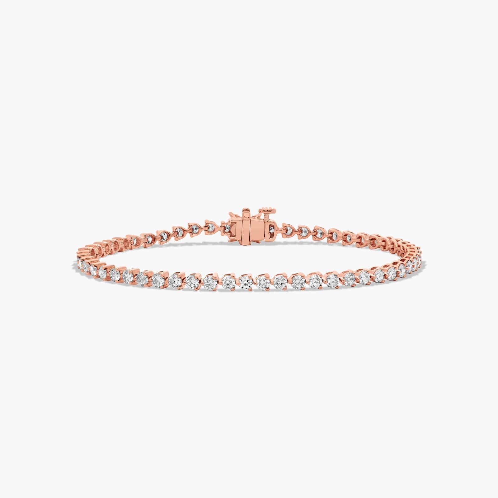 Flower Clasp Tennis Bracelet With 3 CTW Diamonds In 14K Rose Gold By James Allen
