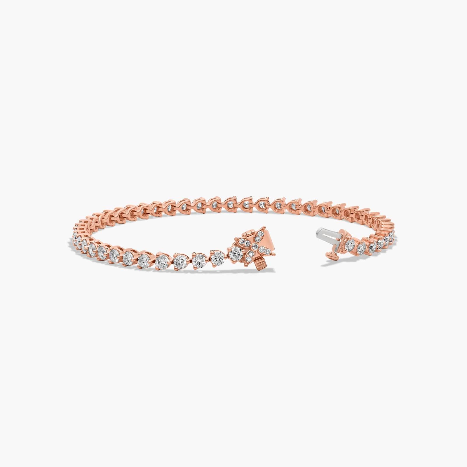 Flower Clasp Tennis Bracelet With 4 CTW Diamonds In 14K Rose Gold By James Allen